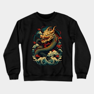 Ukiyo-e dragon waves Crewneck Sweatshirt